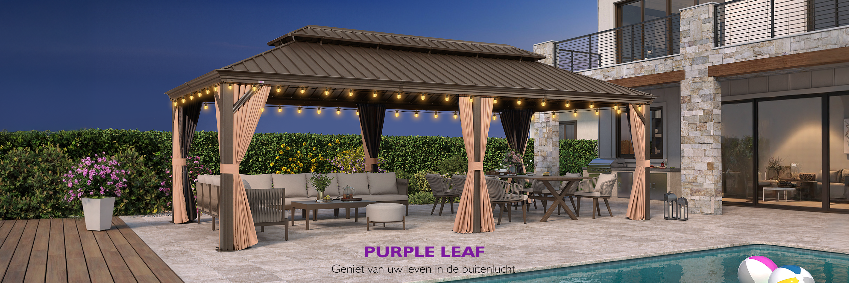 Tuinpaviljoen met LED-verlichting