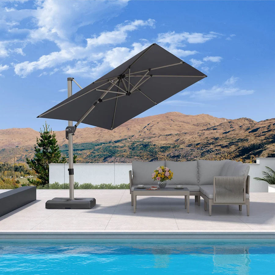 PURPLE LEAF Deluxe - Aluminium Rechthoekige Parasol voor Buiten, Stijlvol, Windbestendig en Verstelbaar