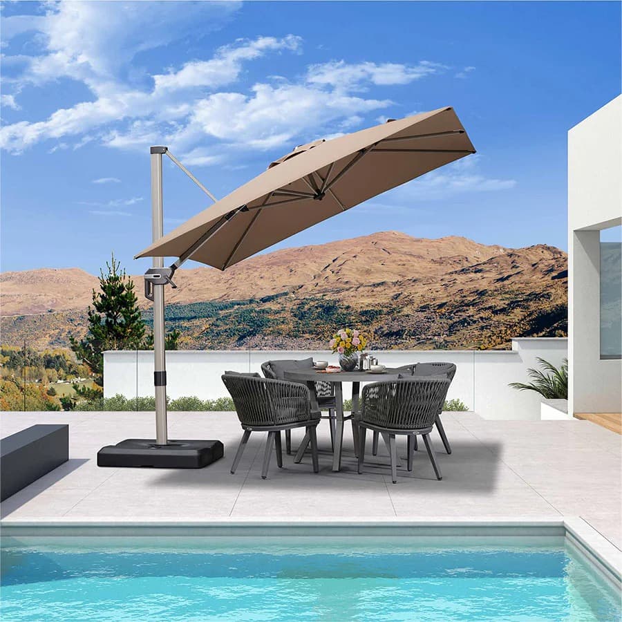 PURPLE LEAF Deluxe - Aluminium Rechthoekige Parasol voor Buiten, Stijlvol, Windbestendig en Verstelbaar