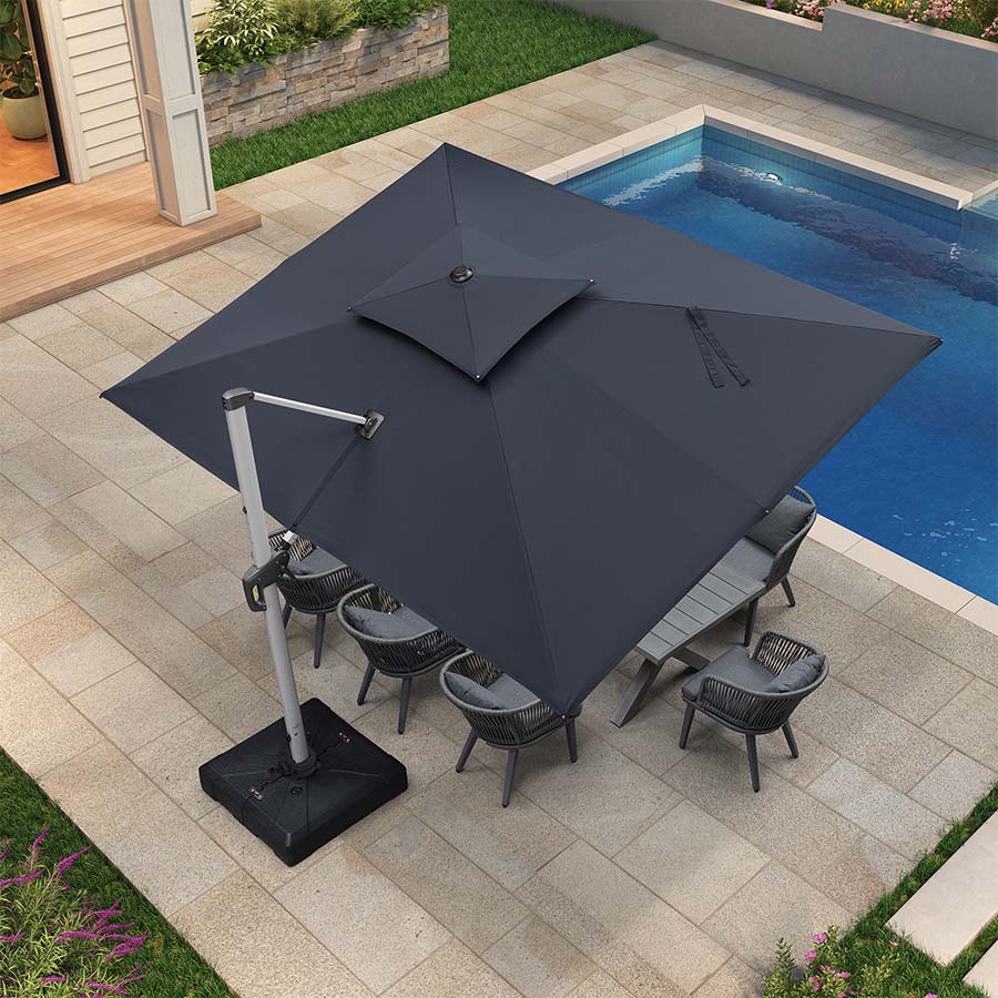 PURPLE LEAF Dubbel Top 270 x 330 / 270 x 365 / 300 x 365 / 300 x 400 cm Rechthoekige Outdoor Parasol
