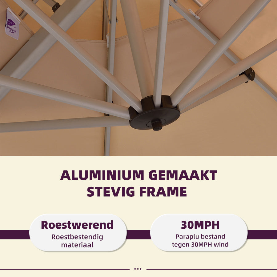 PURPLE LEAF Dubbel Top 360 Graden Rotatie 300 / 330 / 365 / 400 cm Ronde Outdoor Tuin Parasol