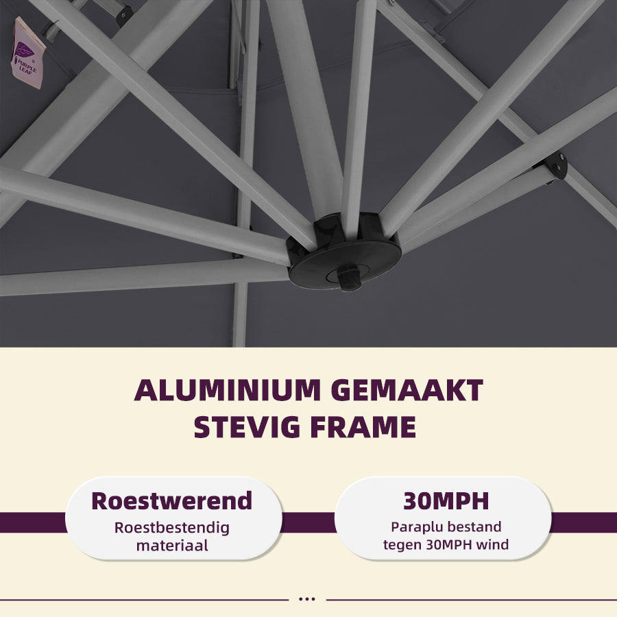 PURPLE LEAF Dubbel Top 360 Graden Rotatie 300 / 330 / 365 / 400 cm Ronde Outdoor Tuin Parasol