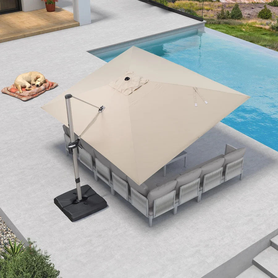 PURPLE LEAF Deluxe - Aluminium Rechthoekige Parasol voor Buiten, Stijlvol, Windbestendig en Verstelbaar