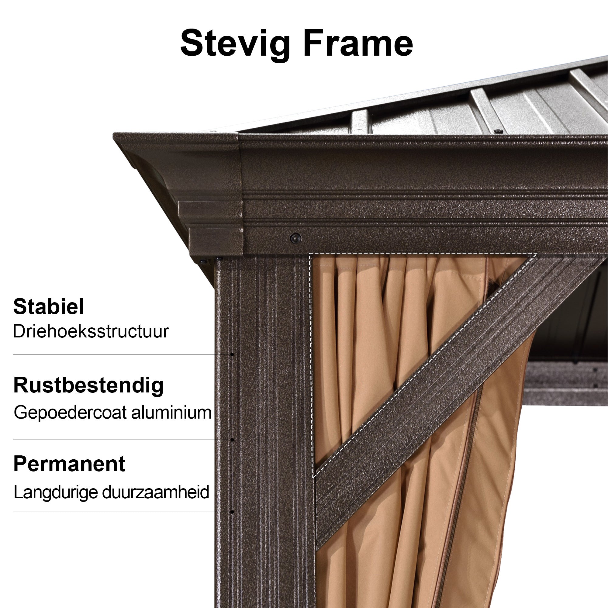 PURPLE LEAF Luxe Hardtop Paviljoen Bronzen Frame Dubbel Dak Tuin Warmwitte Verlichting