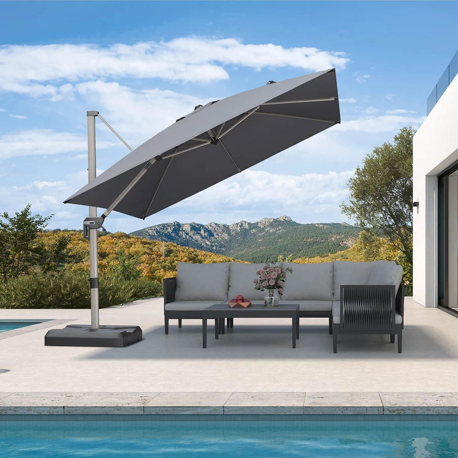PURPLE LEAF Deluxe - Aluminium Rechthoekige Parasol voor Buiten, Stijlvol, Windbestendig en Verstelbaar