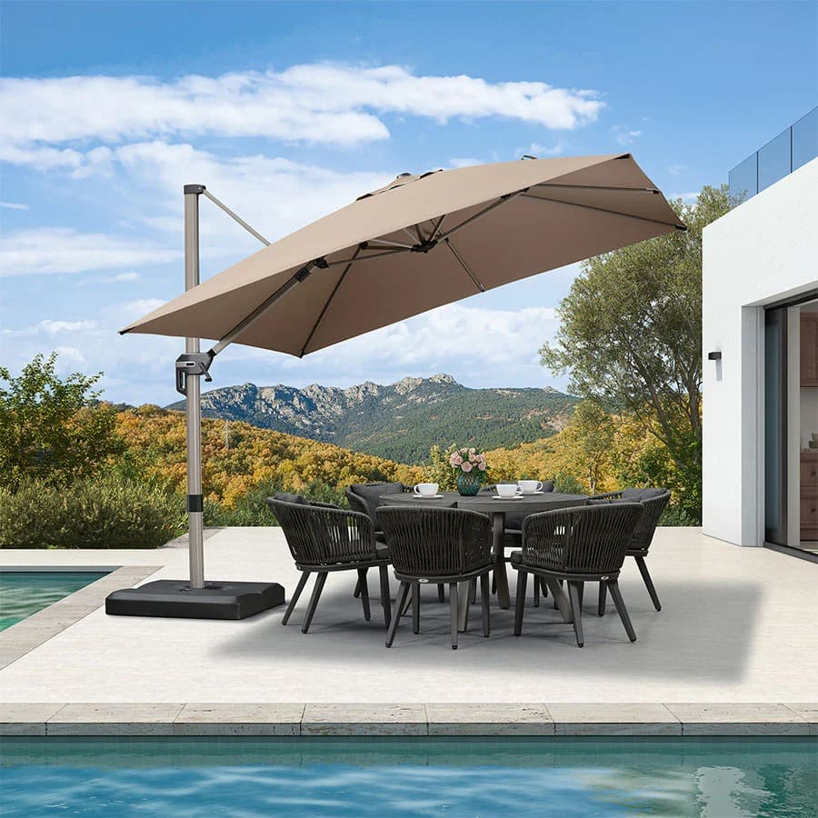 PURPLE LEAF Deluxe - Aluminium Rechthoekige Parasol voor Buiten, Stijlvol, Windbestendig en Verstelbaar