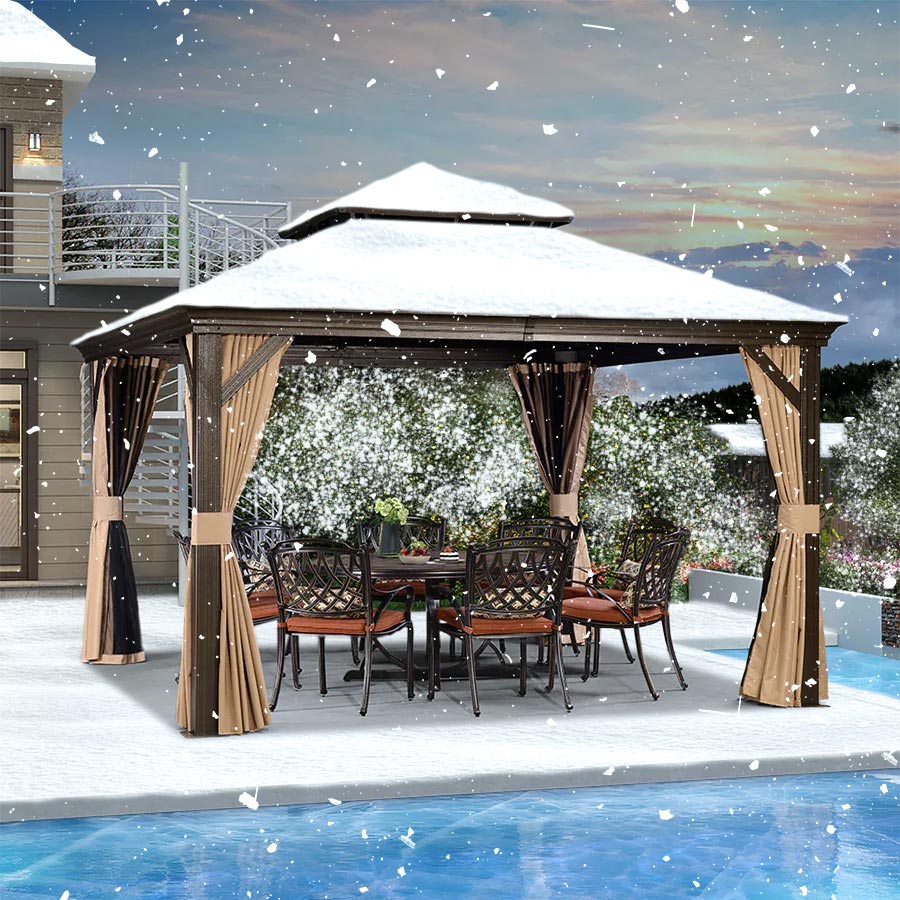 PURPLE LEAF Hardtop Prieel Frame Aluminium Gegalvaniseerd Stalen Dak Zonwering Partytent met Gordijn en Klamboe