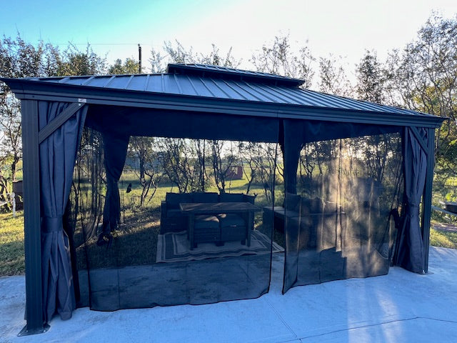 PURPLE LEAF Tuinpaviljoen Voor Achtertuin, Hardtop, Gegalvaniseerde Stalen Luifel, met Sfeerverlichting – Transparante Uitvoering