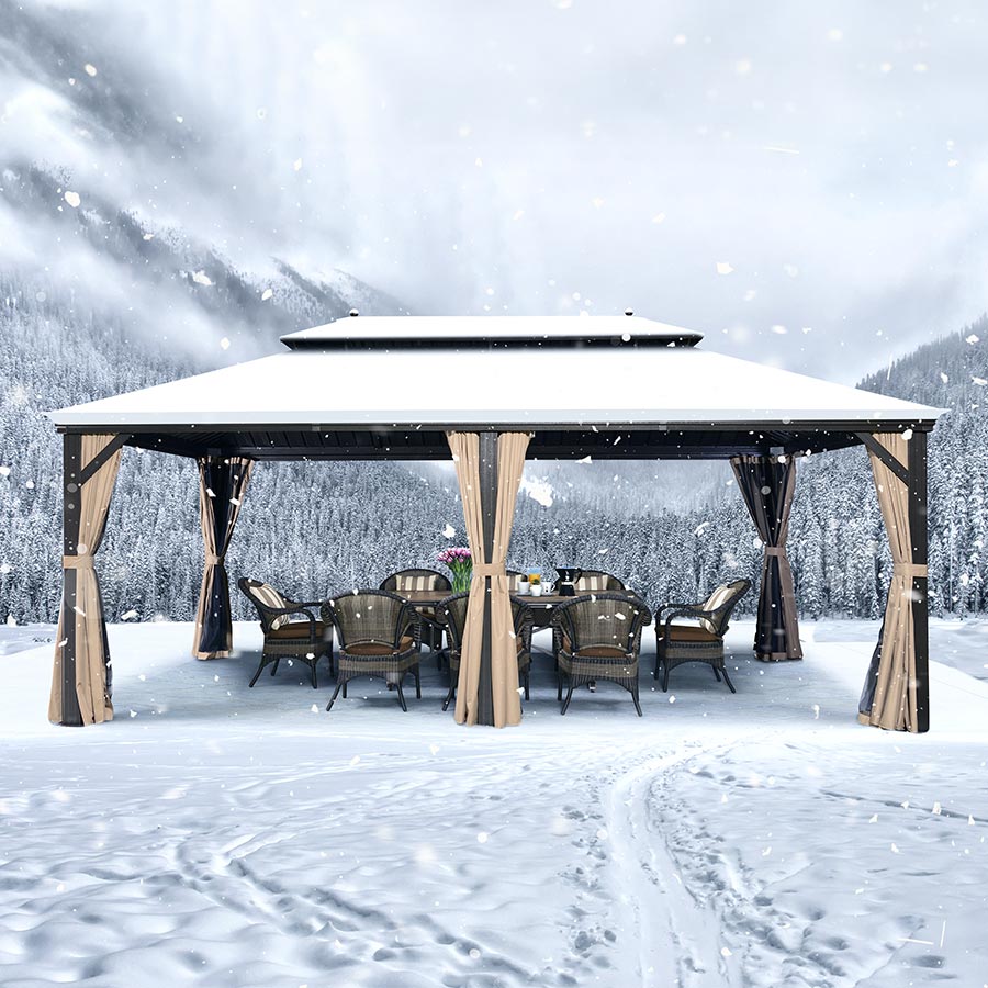 PURPLE LEAF Hardtop Prieel Frame Aluminium Gegalvaniseerd Stalen Dak Zonwering Partytent met Gordijn en Klamboe