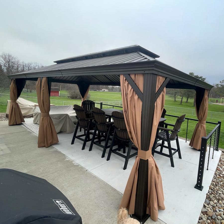 PURPLE LEAF Hardtop Prieel Frame Aluminium Gegalvaniseerd Stalen Dak Zonwering Partytent met Gordijn en Klamboe