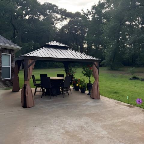 PURPLE LEAF Hardtop Prieel Frame Aluminium Gegalvaniseerd Stalen Dak Zonwering Partytent met Gordijn en Klamboe