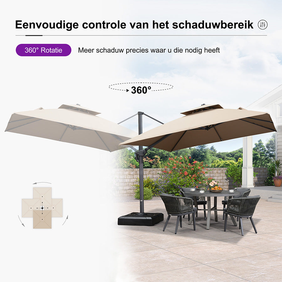 PURPLE LEAF Zweefparasol, Luxe Parasol voor Terras en Tuin met UV-bescherming