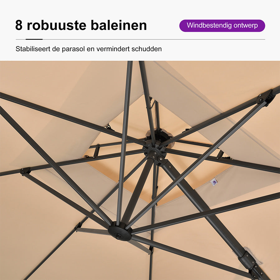 PURPLE LEAF Zweefparasol, Luxe Parasol voor Terras en Tuin met UV-bescherming