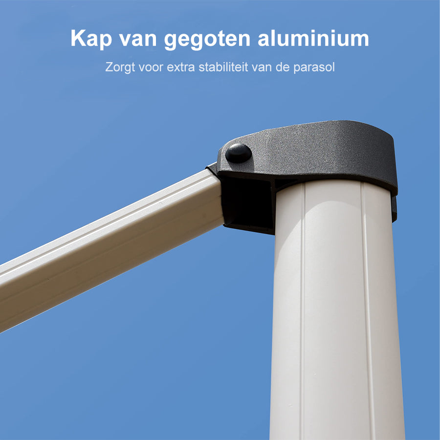 PURPLE LEAF Rechthoekige Dubbele Tuinparasol van Aluminium met LED en Slinger voor Balkon en Tuin