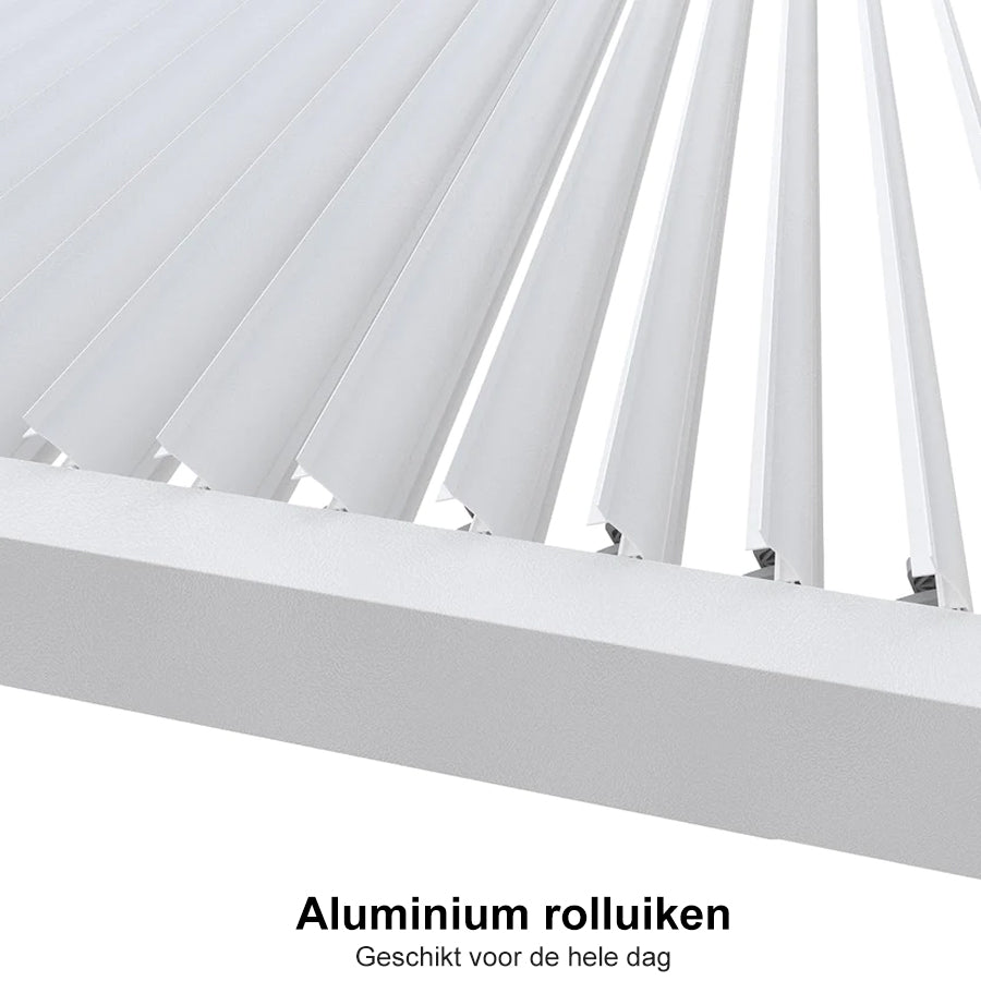 PURPLE LEAF Outdoor Louvered Pergola Aluminium Wit Pergola Patio Metal pergola met verstelbare Rainproof Hardtop Gazebo Modern voor Tuin Gazons Party