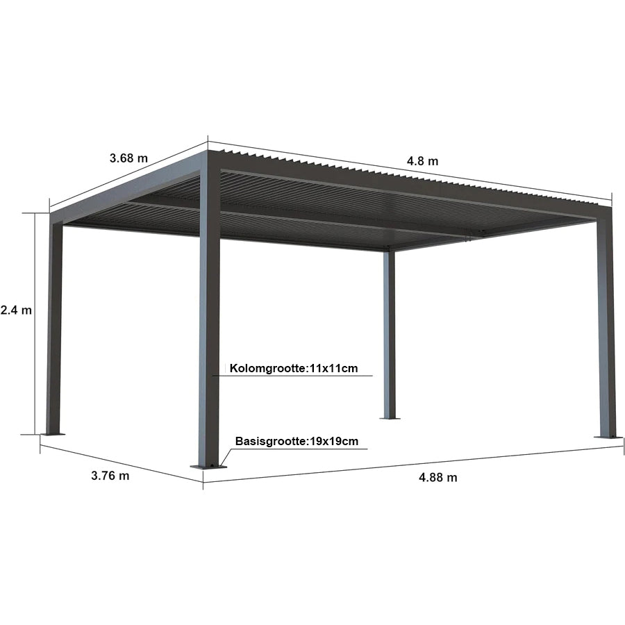 PURPLE LEAF Pergola 3 x 4 m Waterdicht Stabiel Wintervast Paviljoen met Raamdak Vrijstaand Verstelbaar Aluminium Raamdak Patio, Grijs