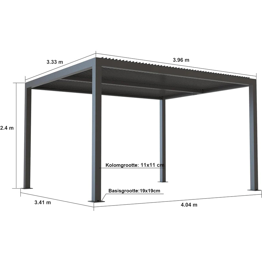 PURPLE LEAF Pergola 3 x 4 m Waterdicht Stabiel Wintervast Paviljoen met Raamdak Vrijstaand Verstelbaar Aluminium Raamdak Patio, Grijs