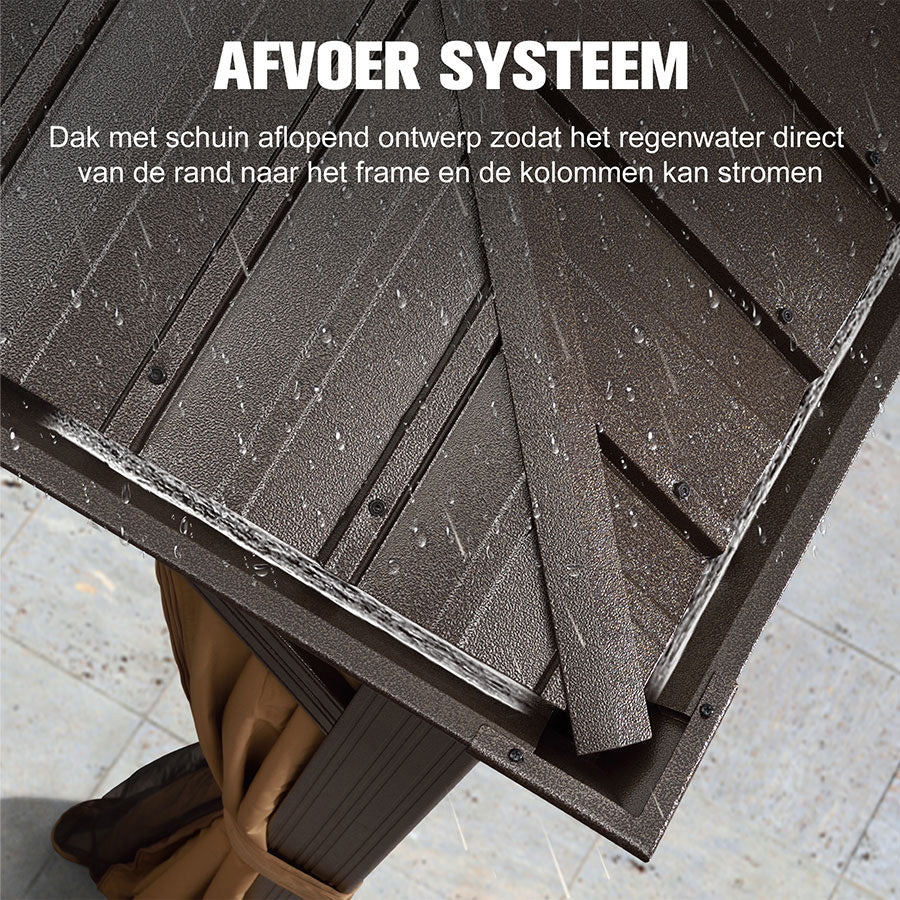 PURPLE LEAF Hardtop Prieel Frame Aluminium Gegalvaniseerd Stalen Dak Zonwering Partytent met Gordijn en Klamboe