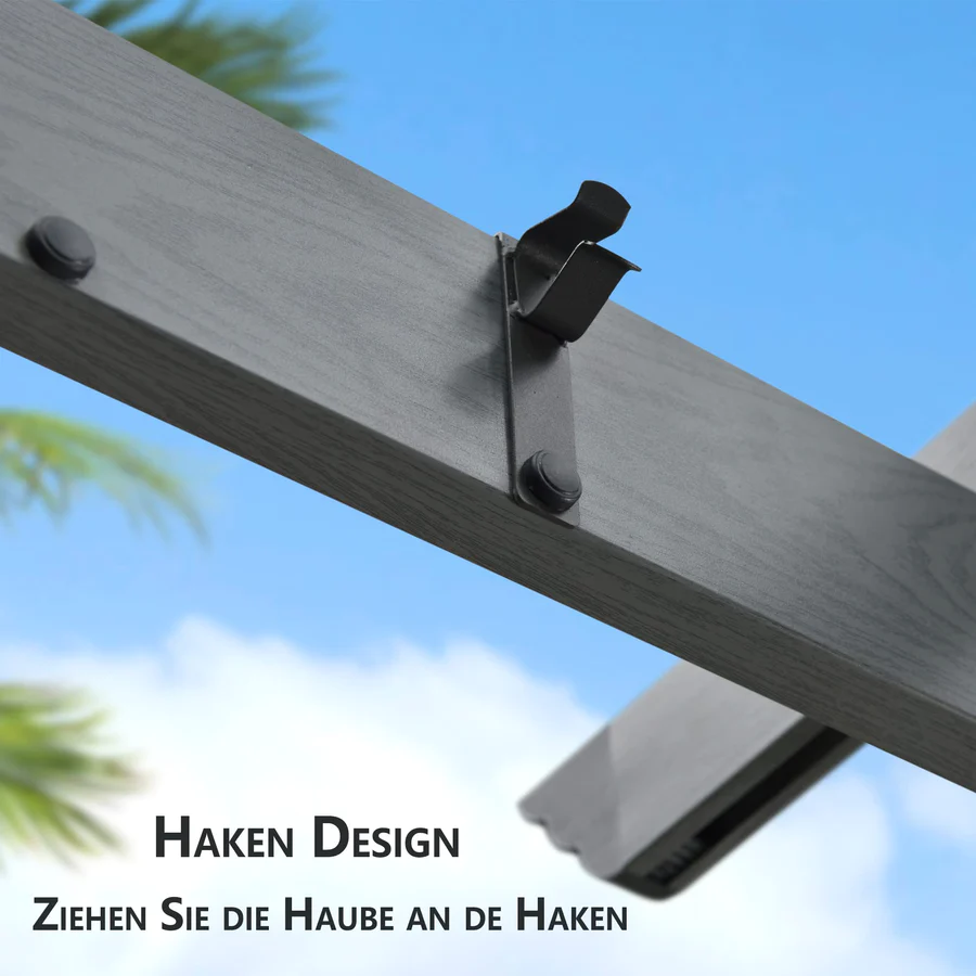 PURPLE LEAF Houten Look Pergola Dubbel Bovenframe Grijs Metaal Tuinpaviljoen Pergola Waterdicht Stabiel Wintervast, Tuinpaviljoen Met Zonnescherm Afdak-WPG