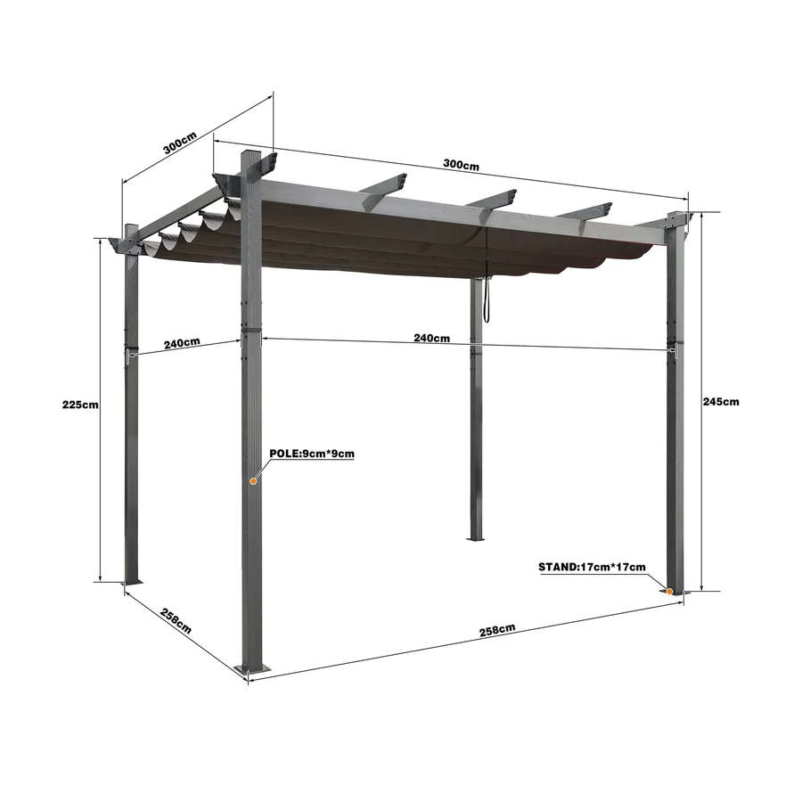 PURPLE LEAF Houten Look Pergola Dubbel Bovenframe Grijs Metaal Tuinpaviljoen Pergola Waterdicht Stabiel Wintervast, Tuinpaviljoen Met Zonnescherm Afdak-WPG