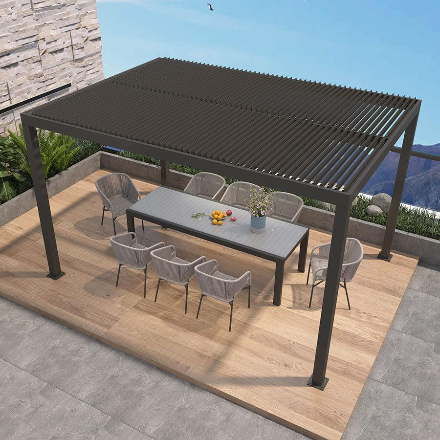 PURPLE LEAF Pergola 3 x 4 m Waterdicht Stabiel Wintervast Paviljoen met Raamdak Vrijstaand Verstelbaar Aluminium Raamdak Patio, Grijs