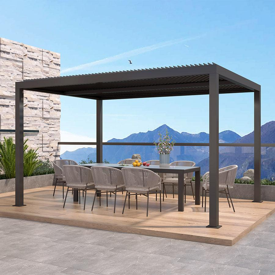 PURPLE LEAF Pergola 3 x 4 m Waterdicht Stabiel Wintervast Paviljoen met Raamdak Vrijstaand Verstelbaar Aluminium Raamdak Patio, Grijs