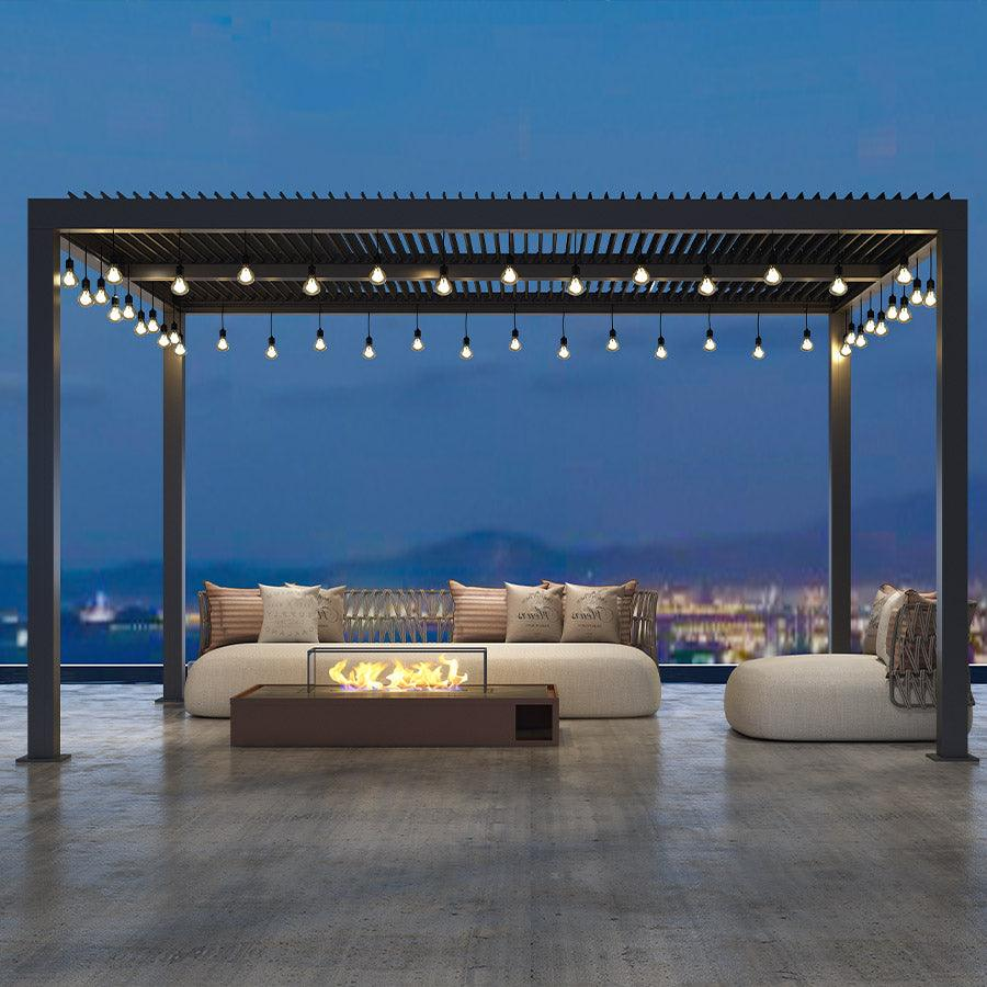 PURPLE LEAF Pergola 3 x 4 m Waterdicht Stabiel Wintervast Paviljoen met Raamdak Vrijstaand Verstelbaar Aluminium Raamdak Patio, Grijs