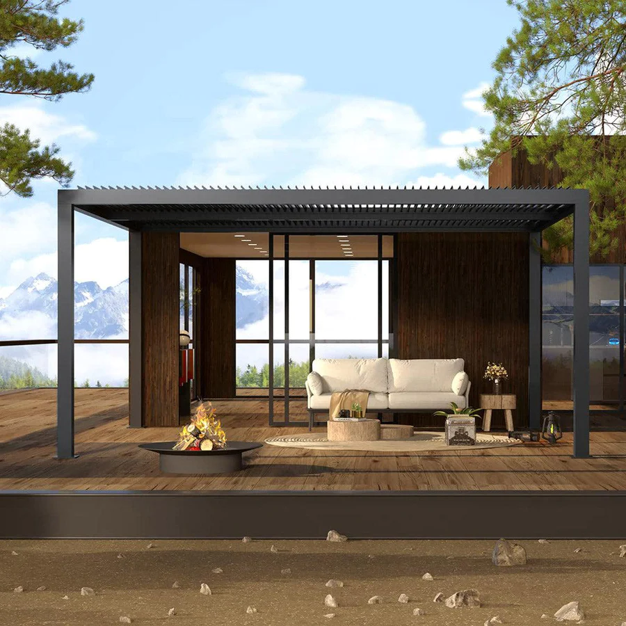 PURPLE LEAF Pergola 3 x 4 m Waterdicht Stabiel Wintervast Paviljoen met Raamdak Vrijstaand Verstelbaar Aluminium Raamdak Patio, Grijs