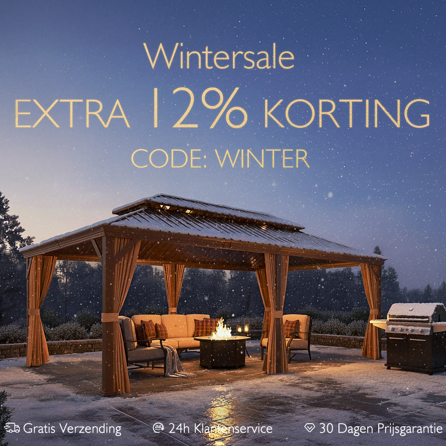 PURPLE LEAF Hardtop Prieel Frame Aluminium Gegalvaniseerd Stalen Dak Zonwering Partytent met Gordijn en Klamboe