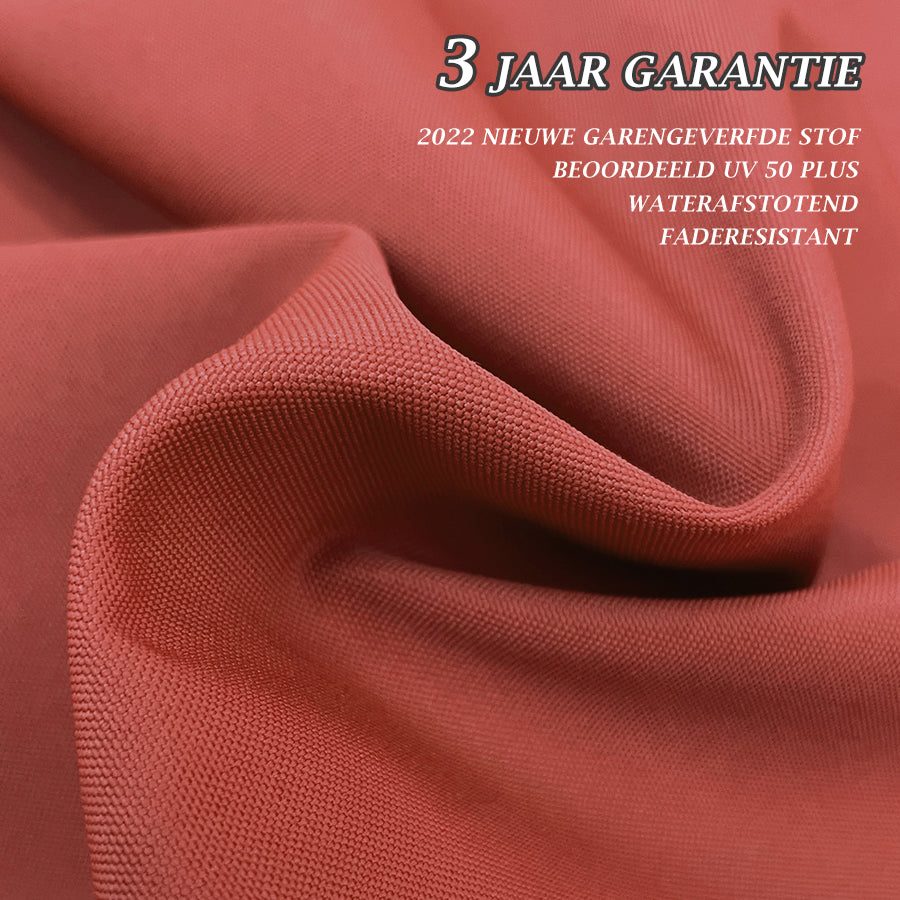 PURPLE LEAF Dubbele Top 330cm/365cm Ronde Aluminium Terrasparasol In Houtkleur