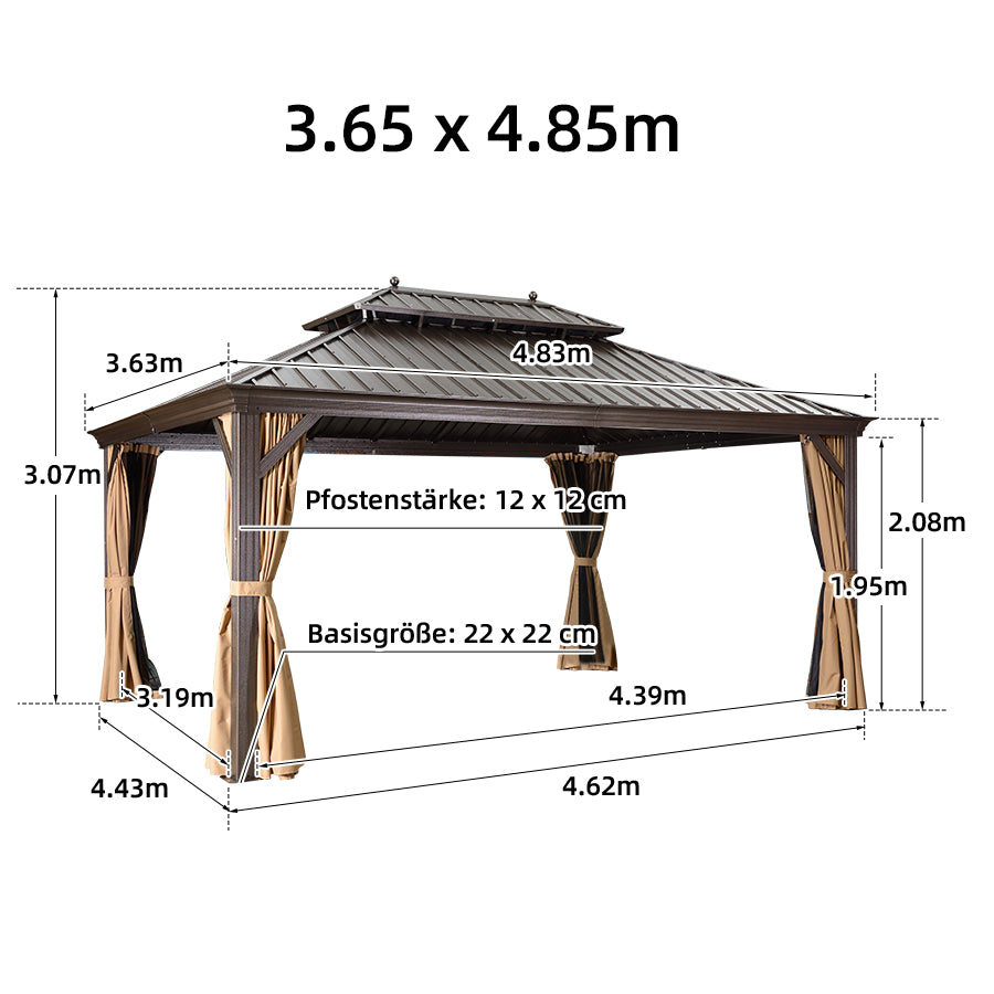 PURPLE LEAF Hardtop Prieel Frame Aluminium Gegalvaniseerd Stalen Dak Zonwering Partytent met Gordijn en Klamboe