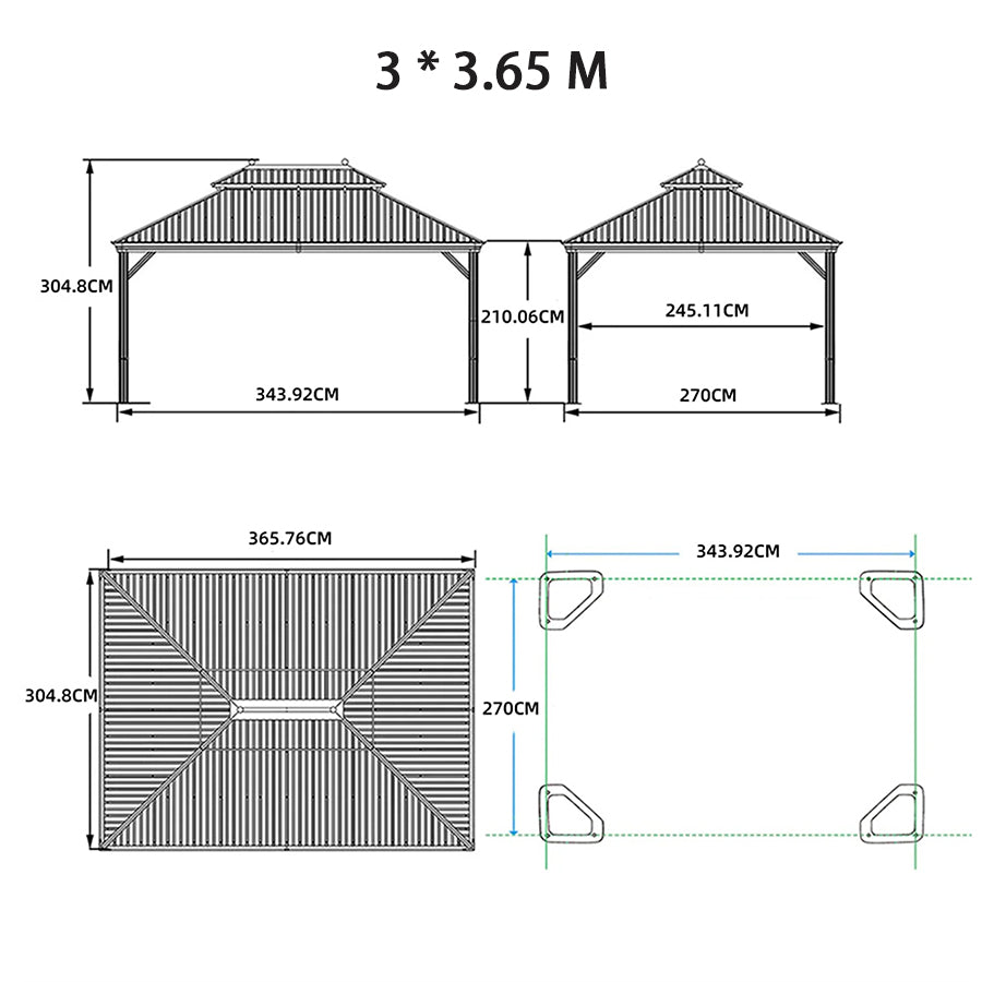Prieel Maten 3x3.65m
