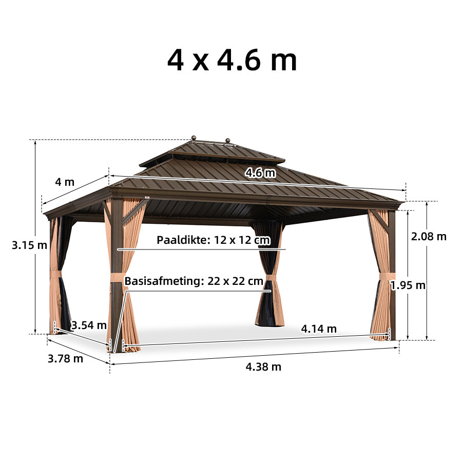PURPLE LEAF Hardtop Prieel Frame Aluminium Gegalvaniseerd Stalen Dak Zonwering Partytent met Gordijn en Klamboe
