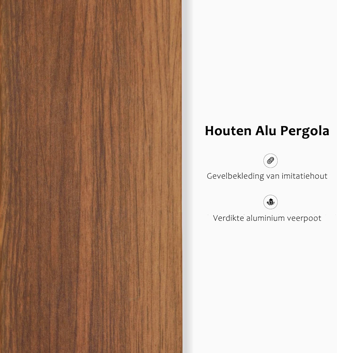 PURPLE LEAF Aluminium Pergola Tuinpergola Teak Afwerking, Intrekbaar Schuifscherm, Waterdicht Prieel, Barbecue Buiten, Tuinpaviljoen