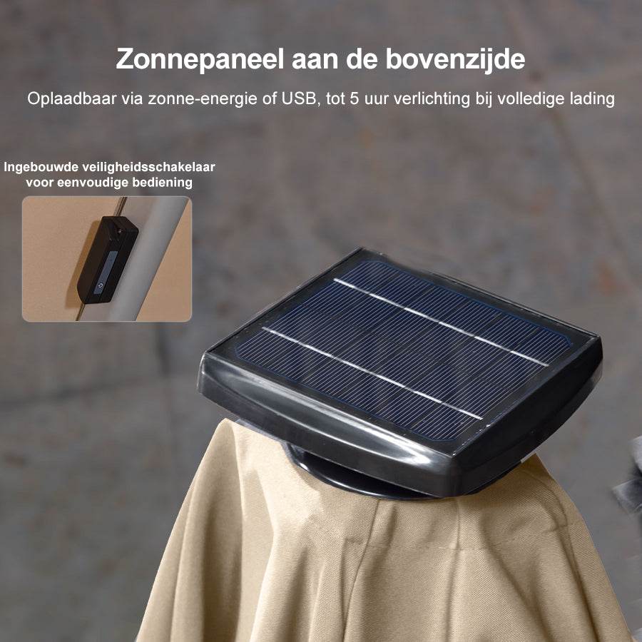 PURPLE LEAF Rechthoekige Dubbele Tuinparasol van Aluminium met LED en Slinger voor Balkon en Tuin
