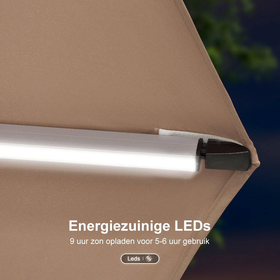 PURPLE LEAF Dubbele Top 300x300 / 330x330 cm Vierkant Outdoor Terrasparasol Met Verlichting