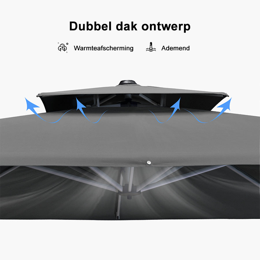 PURPLE LEAF Dubbel Top 270 x 330 / 270 x 365 / 300 x 365 / 300 x 400 cm Rechthoekige Outdoor Parasol