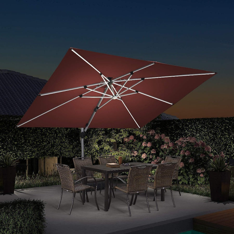 PURPLE LEAF 270 x 365 cm Buiten Trreasparasol Met Verlichting