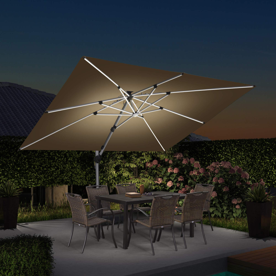 PURPLE LEAF 270 x 365 cm Buiten Trreasparasol Met Verlichting