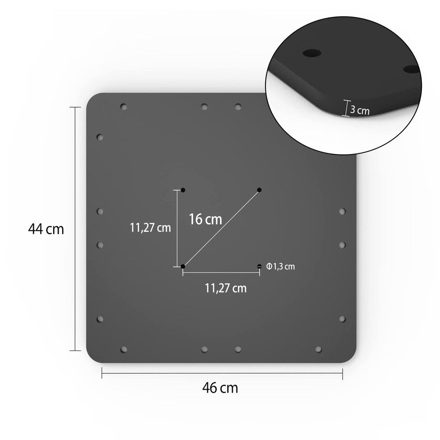 PURPLE LEAF Offset-zonnescherm Stalen plaatbasis, 46cm x 43.5cm x 3cm