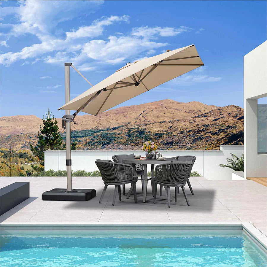 PURPLE LEAF Deluxe - Aluminium Rechthoekige Parasol voor Buiten, Stijlvol, Windbestendig en Verstelbaar