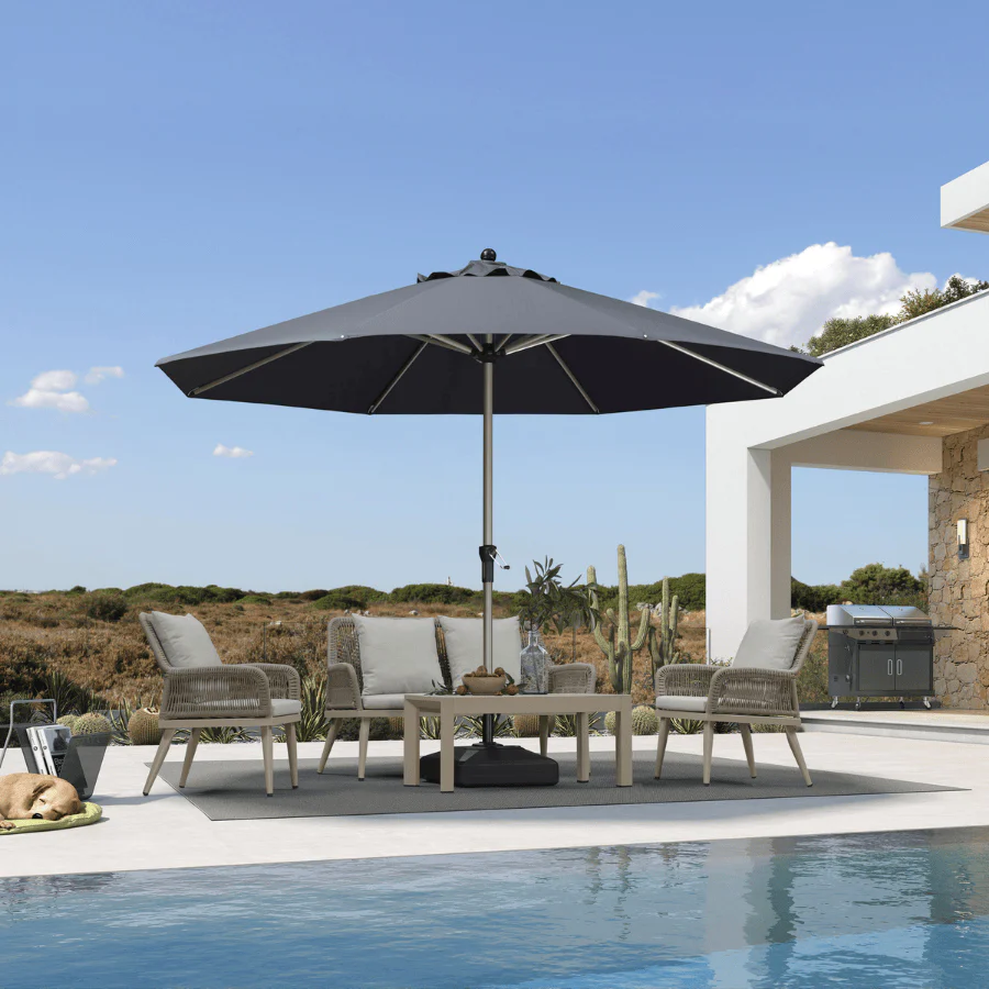 PURPLE LEAF Extra Grote Aluminium Zweefparasol – Extreem Windbestendig & UV-Werend, voor Terras en Café