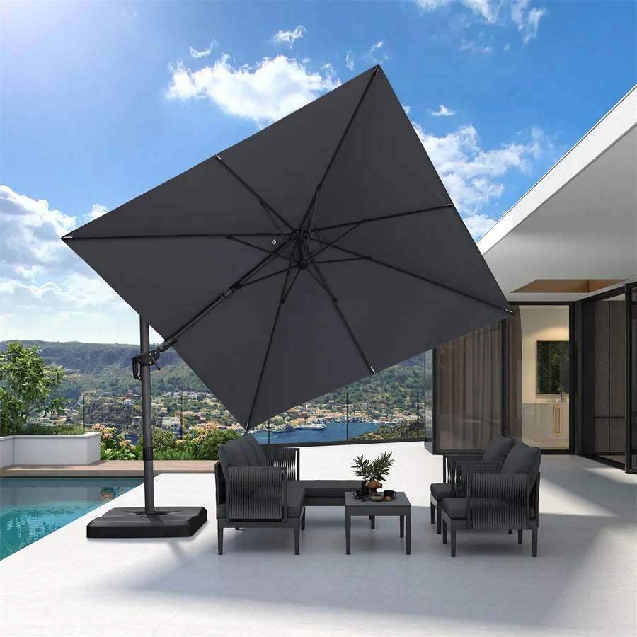PURPLE LEAF Draaibare en Kantelbare Zweefparasol voor Tuin en Terras