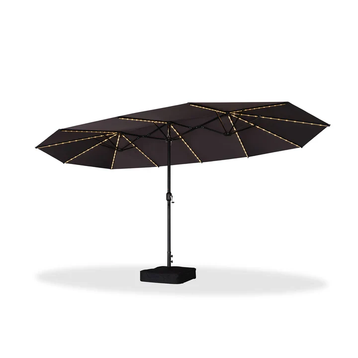 PURPLE LEAF Parasol met 3 Kappen en Voet voor Tuin en Terras