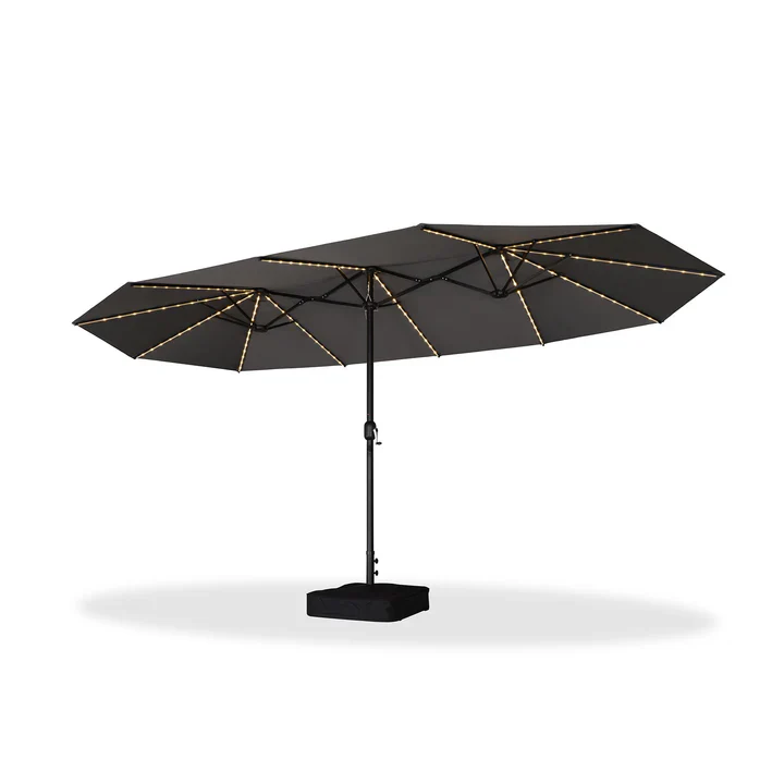 PURPLE LEAF Parasol met 3 Kappen en Voet voor Tuin en Terras