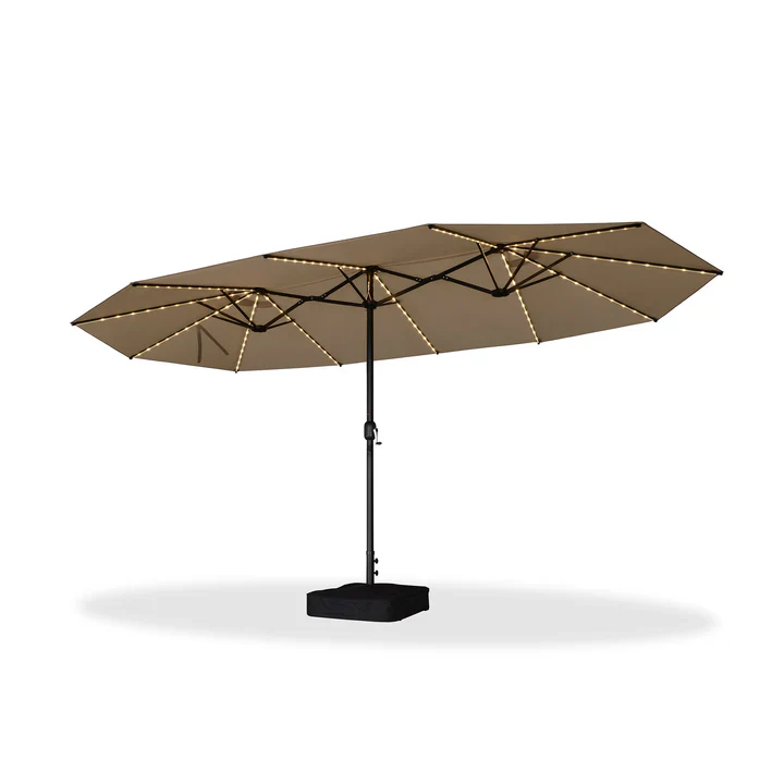 PURPLE LEAF Parasol met 3 Kappen en Voet voor Tuin en Terras