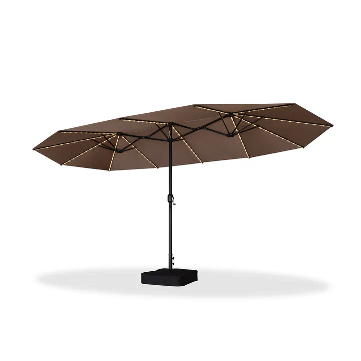 PURPLE LEAF Parasol met 3 Kappen en Voet voor Tuin en Terras