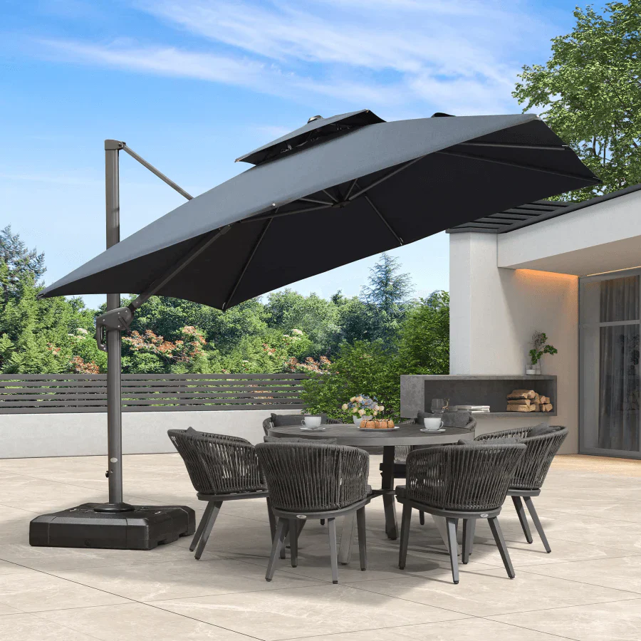 PURPLE LEAF Zweefparasol met Dubbel Dak UV50+ Kleurvast voor Tuin en Terras