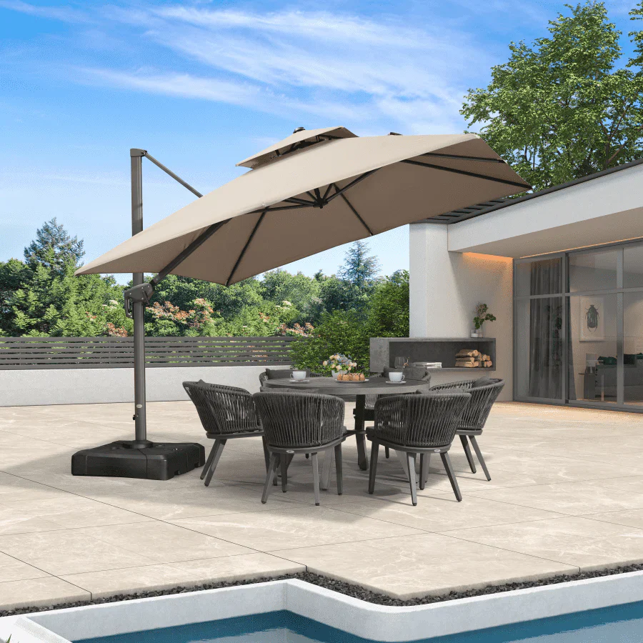 PURPLE LEAF Zweefparasol met Dubbel Dak UV50+ Kleurvast voor Tuin en Terras