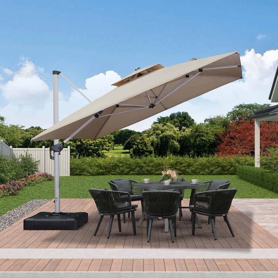 PURPLE LEAF Dubbele Top 360 Graden Rotatie 300x300cm/330x330cm/365x365 cm Vierkante Outdoor Tuin Parasol